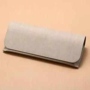 Beige Magnetic PU Leather Sunglasses Case Soft Protective Eyewear Storage Pouch