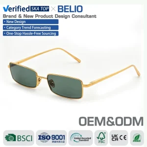 Belio Designer Hotest Sunglasses Fashion Rectangle Metal Unisex Polarised UV400 Protection Eyewear Custom Sunglasses logo