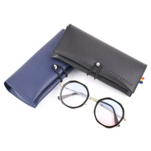 Bestpackaging Luxury Eyeglasses Care Eyewear Accessories Spectacle Cases with Belt Leather Sunglasses Case with logo Custom