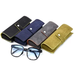 Bestpackaging Suede Leather Sunglasses Case Eyewear Accessories Eyeglasses Reading Glasses Hold Bag With Magnet Button