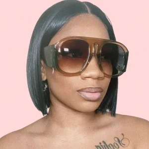 Big Frame Round Sunglasses for Women, PC Frame, UV400 Lenses, Street Style
