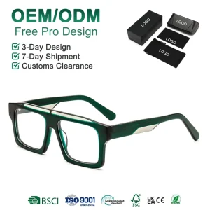 Big Square Acetate Eyeglass Frames, Unisex Retro Optical Eyewear, Anti-Blue Light