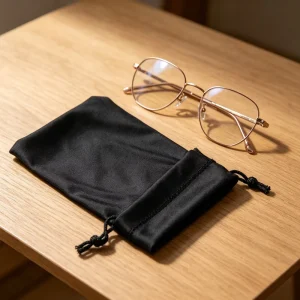 Black Microfiber Pouch, Reusable for Glasses, Jewelry, and Small Accessories