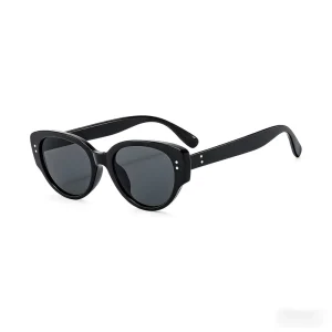 Black Oval Full Rim Sunglasses Rivet Decor Y2K Retro Streetwear UV400 Protection Polarized Men Women