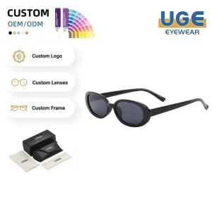 Black Oval Sunglasses Unisex Plastic Frame Anti-Glare UV400 for Driving and Fishing