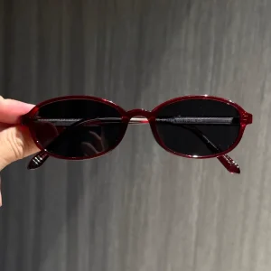Black Oval Sunglasses for Men and Women Small Plastic Frame