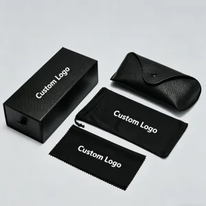 Black Pull-Out Cloth Eyeglasses and Sunglasses Case Set