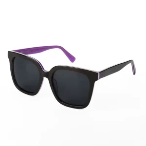 Black Purple Square TAC Polarized Acetate Sunglasses for Women Men
