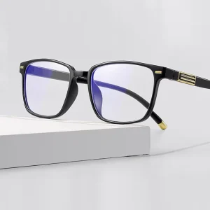 Black Rectangle Anti Blue Light Reading Glasses for Men