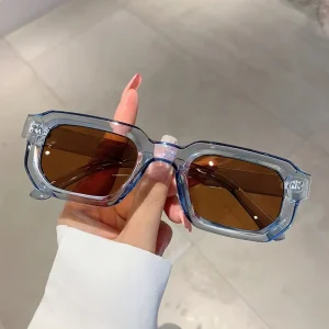 Black Thick Rectangular UV400 Sunglasses, Punk Style