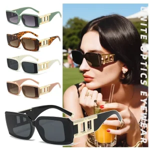 Black and White Rectangle PC-Frame Women’s Sunglasses