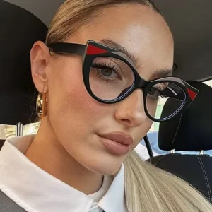 Block Color Leopard Large Cat Eye Optical Frames Anti-Blue Light Computer Prescription Glasses