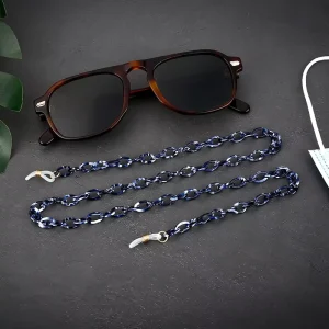 Blue Acetate Eyeglass Chain, Retro, Non-Slip