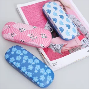 Blue Feather Digital Printing PU Leather Eyeglasses Case Hard Shell Sunglasses Packing Case Custom Logo