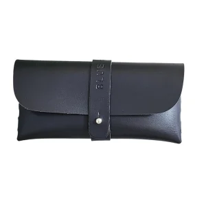 Blue Feather PU Leather Square Sunglasses Storage Bag Case