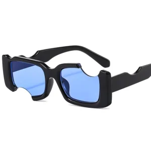 Blue-Frame Red Party Sunglasses for Round Faces