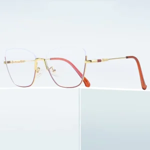 Blue-Light-Blocking Cat-Eye Flexible Optical Eyeglass Frames with Spring Hinge
