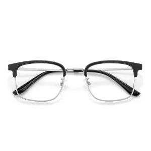 Blue Light Blocking Reading Glasses with Black and Silver Oval Frame for Men