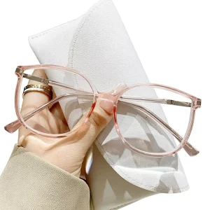 Blue Light Blocking Reading Glasses with Transparent Lenses, Small Face and Large Frame