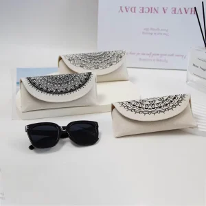Bohemian Mandala Printed Canvas Sunglasses Case Portable Soft Eyewear Pouch Protective Glasses Bag for Women Travel