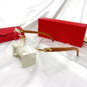 Brown Wood Glasses Red Wood Optical Leg Glasses Frame Frameless Myopia Lens Frame Manufacturer High Quality Eyeglass Frame