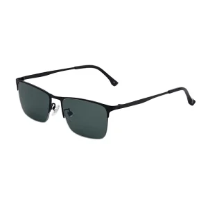 Business Type Men Titanium Frame Sunglasses Rectangular Half Rim Black Color Polarized Lenses