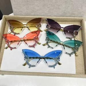 Butterfly Adult Unisex Frameless Polarized Sunglasses UV375 Slimming Style for Party Dance Club Runway