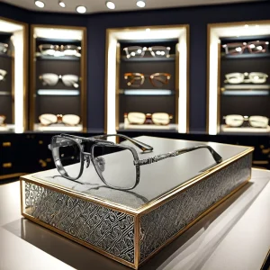 CH8012 Marble Black Square Stainless Steel Optical Frames Prescription Glasses