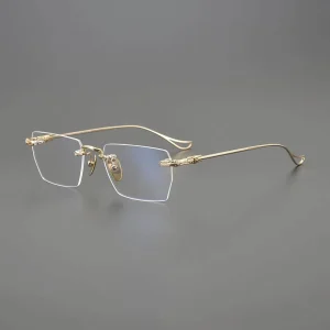 CH8114 Titanium Frameless Ultra-Light Business Reading Glasses, Rectangle, for Men and Women