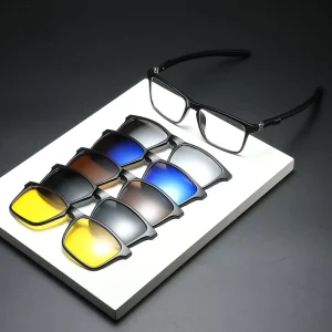 CRG New Polarized Clip on 5 in 1 Sunglasses Magnetic Glasses Stylish Expensive Sunglasses Men Black Eyewear