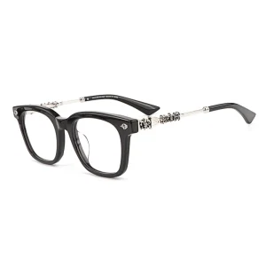 Casual Versatile Solid Punk Style Full Rim Lightweight Durable Black Gold Transparent Optical Prescription Verified Glasses