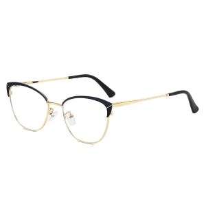 Cat Eye Blue Light Blocking Computer Reading Glasses Vintage Metal Frame For Women