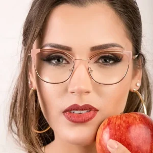 Cat-Eye Metal Eyeglass Frames with Blue Light Blocking Lenses for Women