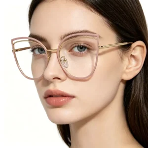 Cat Eye Metal Women’s Retro Eyeglass Frame Anti-Blue Light