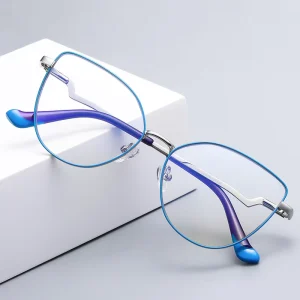 Cat-Eye Optical Frames for Women Spring-Hinge Candy-Color Anti-Blue-Light Prescription Glasses