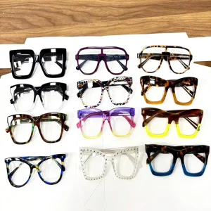 Cat Eye Square Floral Anti Blue Light Full Rim Fashionable Optical Frames High Quality Thick Acetate Eyeglasses Unisex Adult All