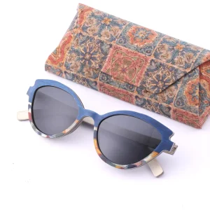 Cat Eye Wood Sunglasses for Women and Men Ebony Black Polarized