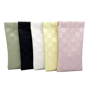 Checkered Leather Glasses Storage Case Automatic Closing Sunglasses Pouch