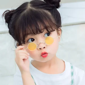 Children’s 3-10-Year-Old Small Round Metal Frame Decorative Sunglasses