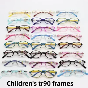 Children’s Acrylic Full Rim Lightweight Glasses Frame Punk Style Geometric Pattern