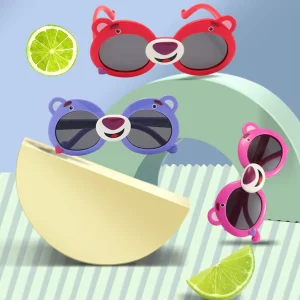 Children’s Colorful Silicone Bear Frame Polarized Sunglasses for Girls and Boys