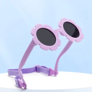 Children’s Flexible Lightweight TPEE Round Polarized Flower Sunglasses