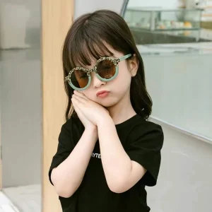 Children’s Leopard Round Sunglasses Double-Color Cartoon