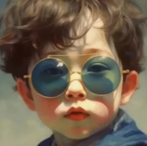 Children’s Red Acetate Sunglasses with Spliced Frame
