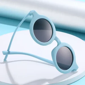 Children’s Retro Solid-Color Sunglasses for Outdoor and Beach Sun Protection