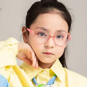 Children’s Round Anti-Blue Light Silicone Flat Glasses Oval Frame Eyewear