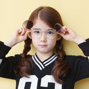 Children’s Round Optical Frames with Clip-On Sunglasses F5204