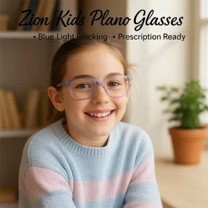 Children’s Square Blue Light Blocking Glasses Soft Silicone Flat Lens Zero Power Eyewear