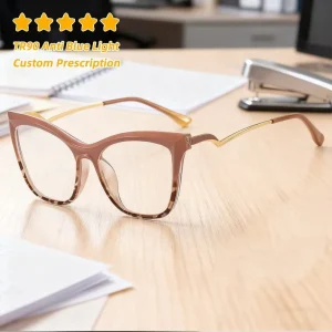 China Manufacturers Cat Eye Optical Eyewear Frames Prescription Blue Light Blocking Glasses for Women