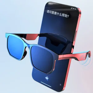 China Supplier Smart Sunglasses with Wireless Headphones Music and Rectangular Frame